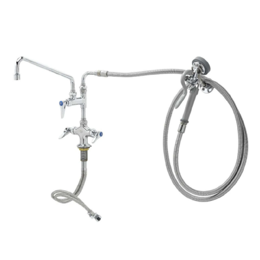 Cleveland DHSK - Double Faucet, Angled 12” Swing Spray Valve & 104” Flexible Stainless Steel Hose & Hanger
