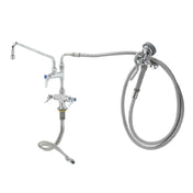Cleveland DHSK - Double Faucet, Angled 12” Swing Spray Valve & 104” Flexible Stainless Steel Hose & Hanger