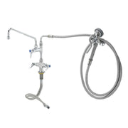 Cleveland DHSK - Double Faucet, Angled 12” Swing Spray Valve & 104” Flexible Stainless Steel Hose & Hanger