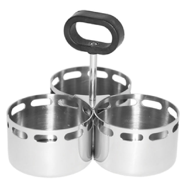 Service Ideas SM-72 Mod18 Steelworks Snack Caddy 3-compartment 3-1/4" Dia. X 2-1/2"H Bowls