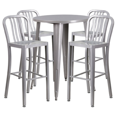 Flash Furniture CH-51090BH-4-30VRT-SIL-GG Table And Bar Stool Set Includes (1) 30" Dia. X 41"H Table