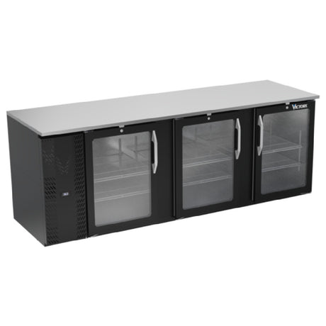 Victory VBB94HC-G-B - Back Bar Refrigerator, Three-section, 94"W X 29-11/16”D X 34"H