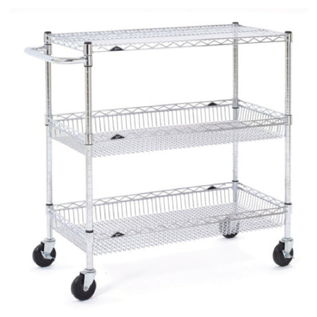 Metro BASCART-SR Basket Cart (2) Wire Basket Shelves (1) Standard Wire Shelf