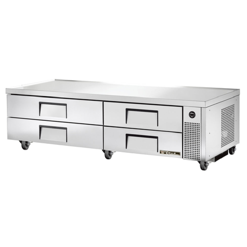 True Refrigeration TRCB-82 Refrigerated Chef Base 82-3/8"W Base One-piece 300 Series 18 Gauge Stainless Steel Top With V Edge