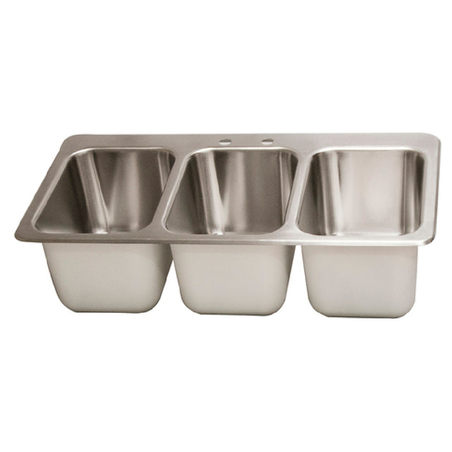 BK Resources DDI3-10141024-P-G Drop-In Sink Three Compartment 35-3/4"W X 18-1/2"D X 10"H Overall Size