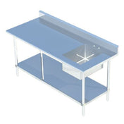 Sapphire Manufacturing SMTPS-3048R Work Table With Prep Sink 48"W X 30"D 16/304 Stainless Steel Top With 1-1/2" Rounded Front Edge