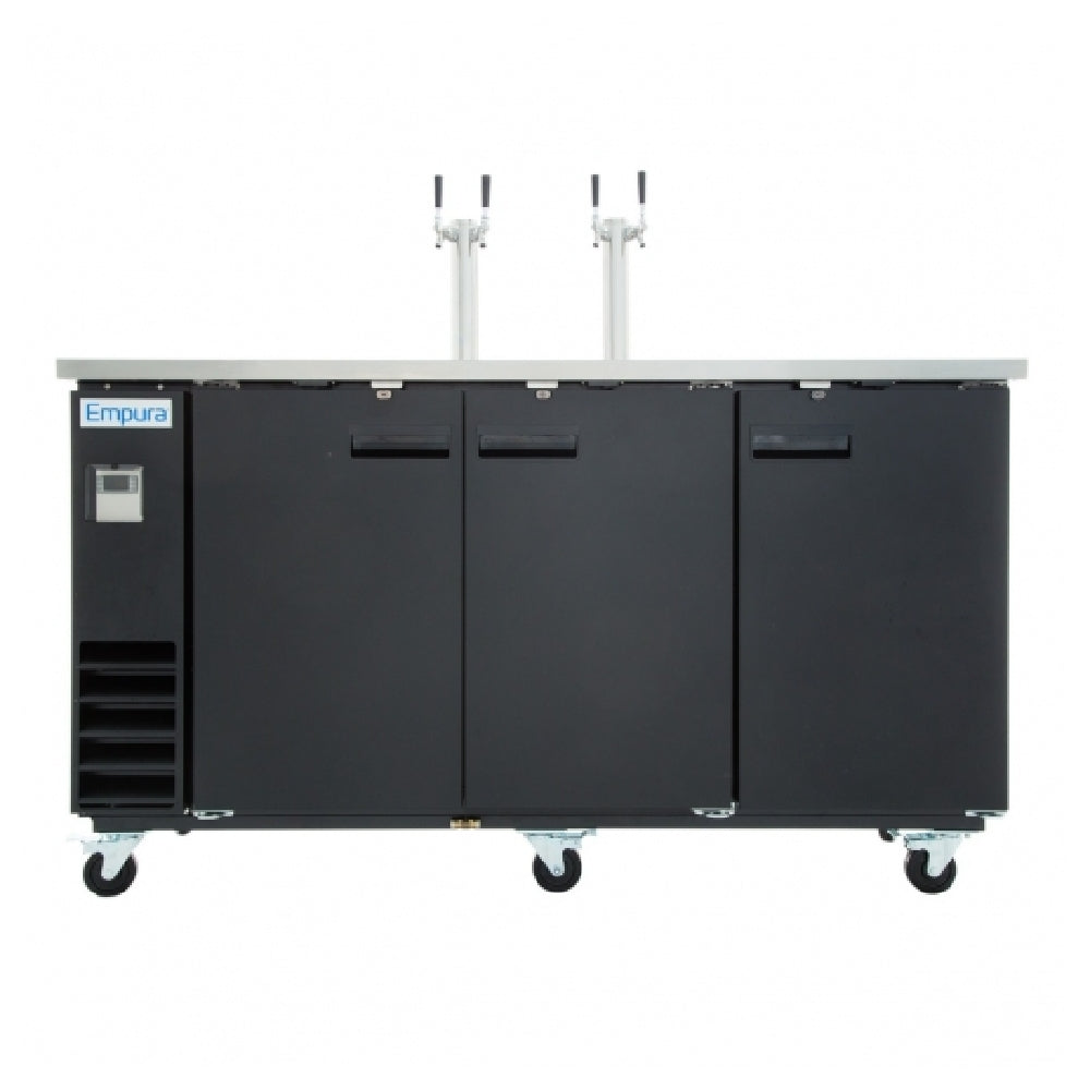 Empura Refrigeration E-KDD4-2 3 Door Direct Draw Beer Dispenser 20.8 Cu Ft 2 Dual Tap Towers/Beer Columns