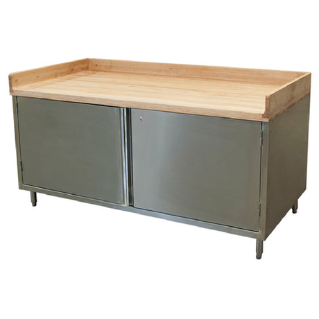 BK Resources CMBT-3672HL Chef Table Cabinet Base With Hinged Doors & Lock 72"W X 36"D X 39"H Overall Size