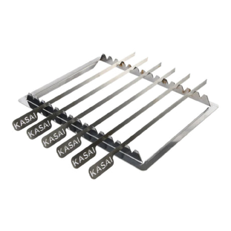 JB Prince G102 SR Kasai Konro Skewer Rack British Made Stainless Steel (6-12 Skewers Included)