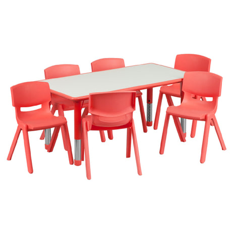 Flash Furniture YU-YCY-060-0036-RECT-TBL-RED-GG Preschool Activity Table Set Includes (1) Table: 47-1/4"W X 23-5/8"D X 14-1/2" 23-3/4" Adjustable Height