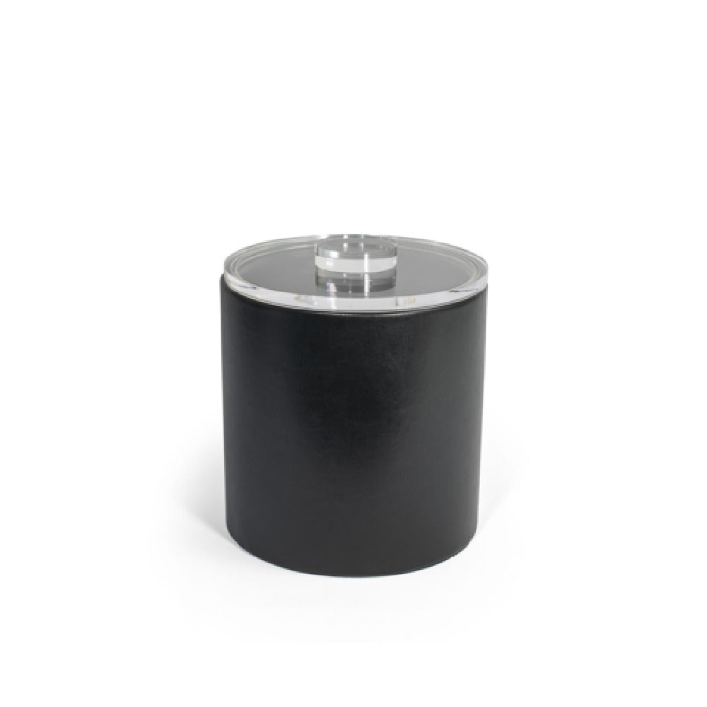 FOH RIB020BKL21 3.5qt Round London Ice Bucket Black With Acrylic Lid Includes One RIB017BKL21-BTM 3.5qt Round London Ice Bucket Base Black