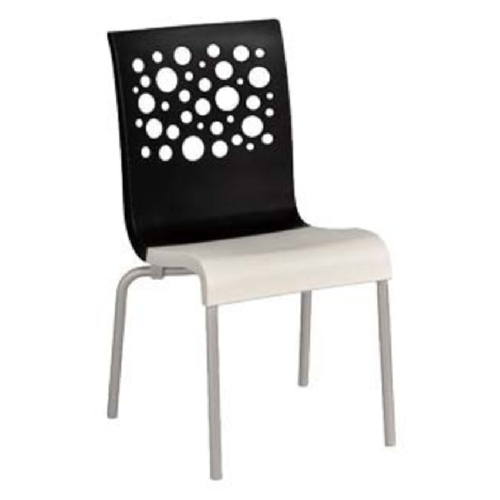 Grosfillex US835017 Tempo Stacking Side Chair Resin Back With Circles Cutout Resin Seat