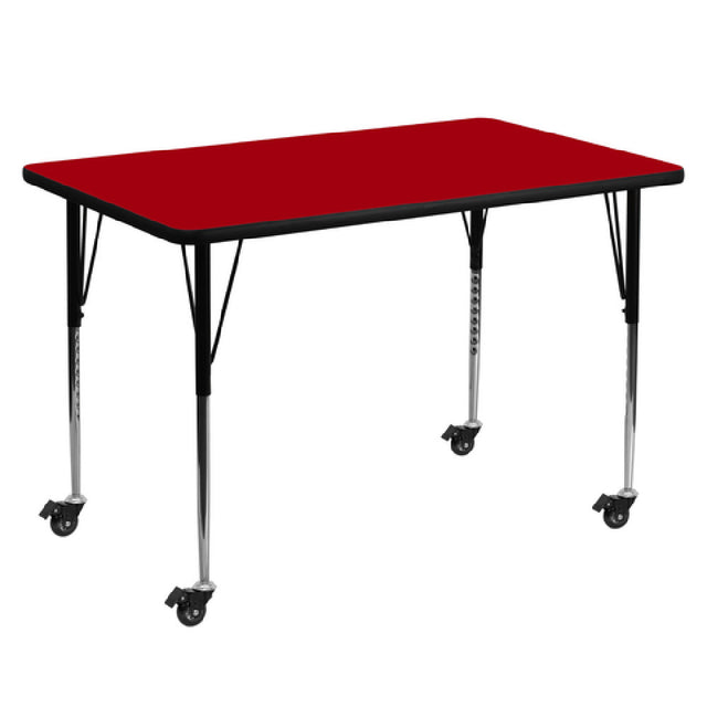 Flash Furniture XU-A3672-REC-RED-T-A-CAS-GG Activity Table 72"W X 36"D X 22-1/4" To 30-2/5" Adjustable Height