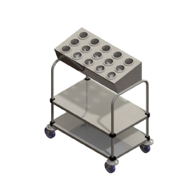 Dinex DXP7152A15 Tray & Silver Cart (2) Stack With (15) Cylinder Silver Dispenser