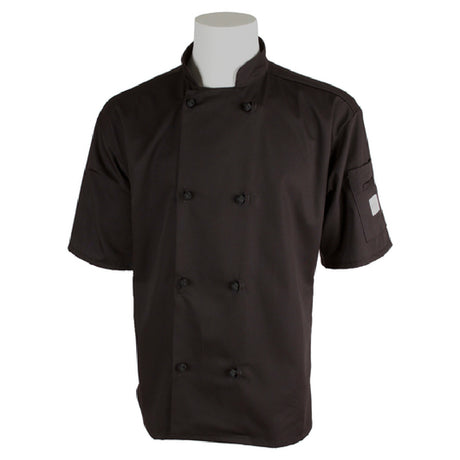 Mercer Culinary M60014BK5X Millennia® Unisex Jacket Short Sleeve (8) Cloth Knot Buttons