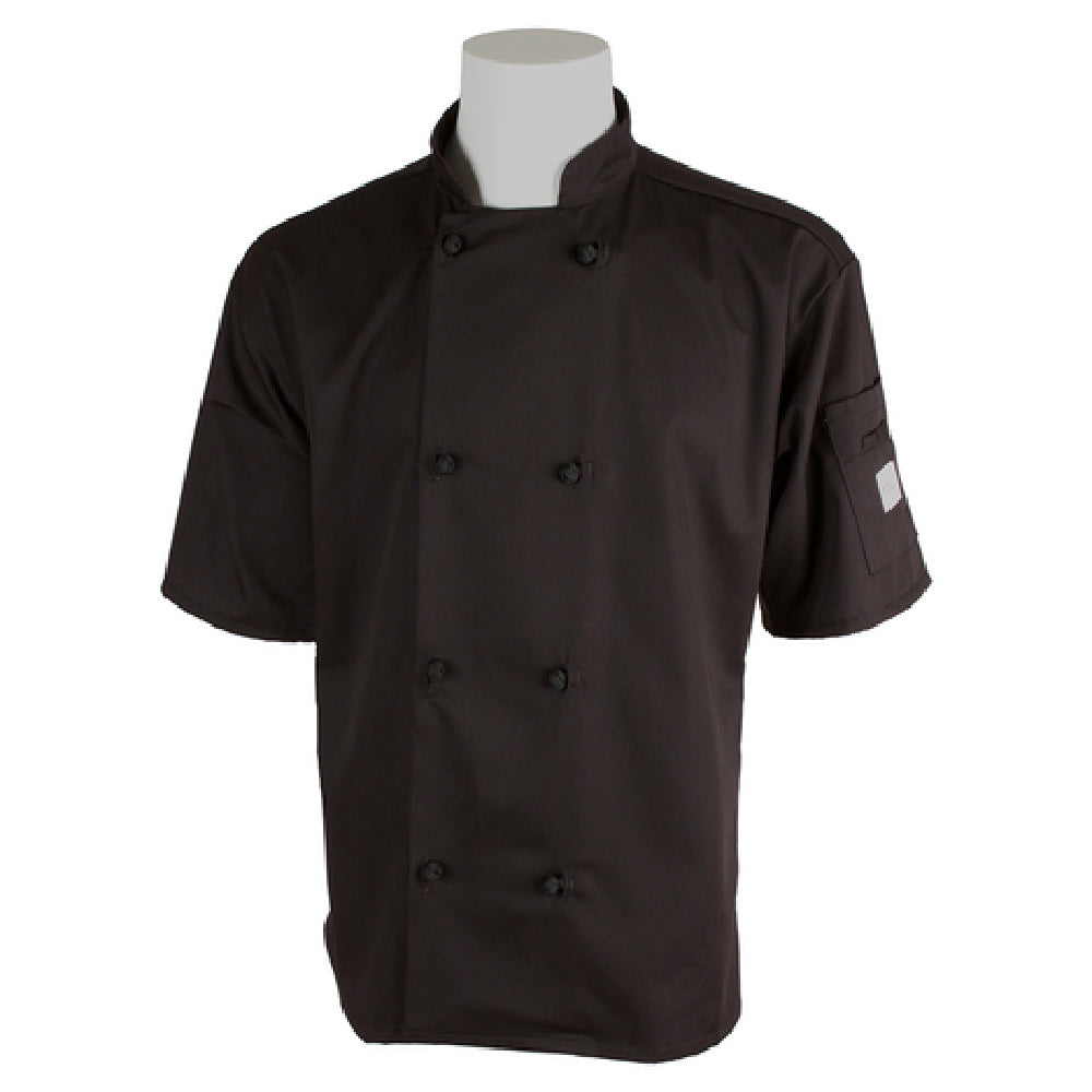 Mercer Culinary M60014BK1X Millennia® Unisex Jacket Short Sleeve (8) Cloth Knot Buttons