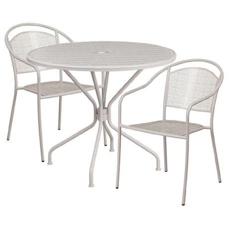 Flash Furniture CO-35RD-03CHR2-SIL-GG Patio Table Set Includes (1) Table: 35-1/4" Dia. X 28-3/4"H