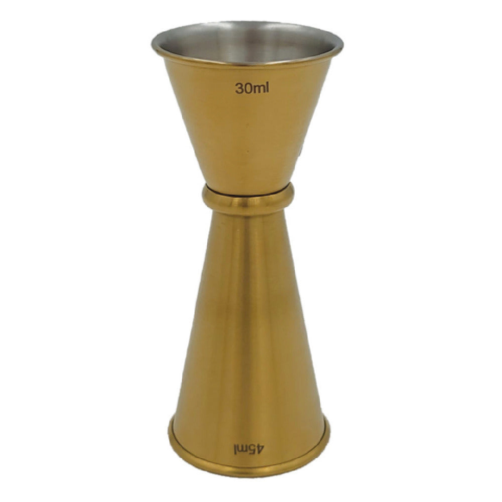 Spill-Stop 818-12 - Japan Style Jigger, 1 X 1-1/2 Oz, PVD Gold Coating Over Stainless Steel