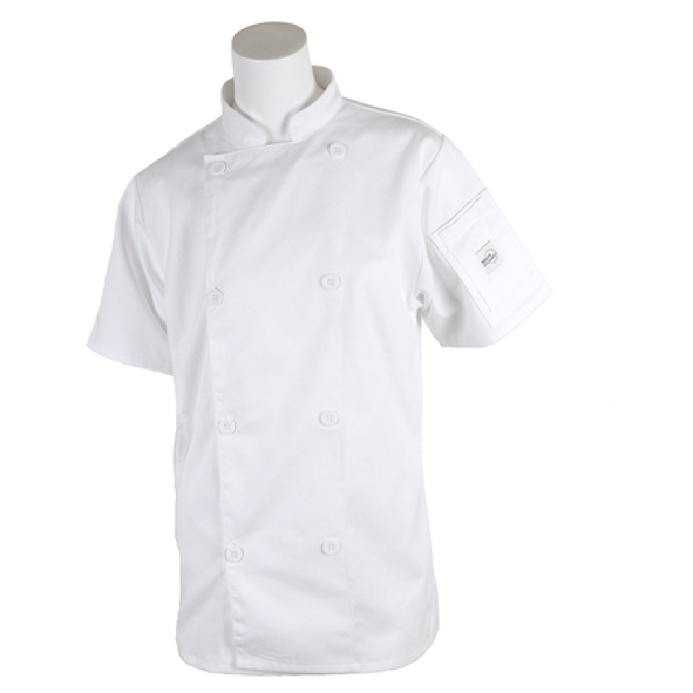 Mercer Culinary M61032WHXXS Genesis Women's Chef Jacket Short Sleeve (8) Traditional Buttons