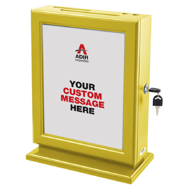 Alpine Industries ADI632-YEL Suggestion Box With Sign Holder 10-1/2" X 14"H Lock & Key