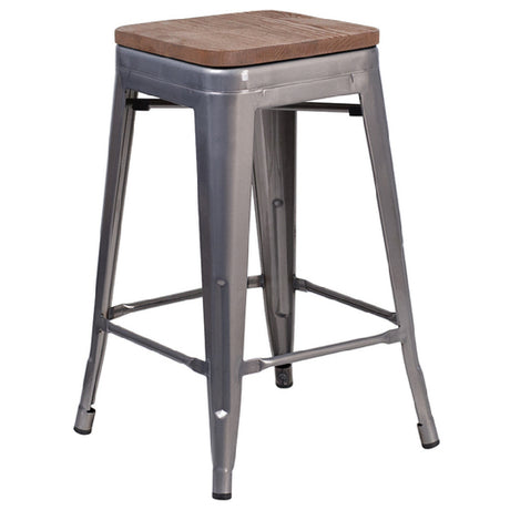 Flash Furniture XU-DG-TP0004-24-WD-GG Bar Stool 24-1/4" Seat Height 500 Lb. Weight Capacity