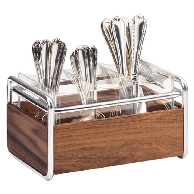 Cal Mil 3700-49 Mid-Century Flatware Holder 9-1/2"W X 6-1/2"D X 5-1/2"H Rectangular