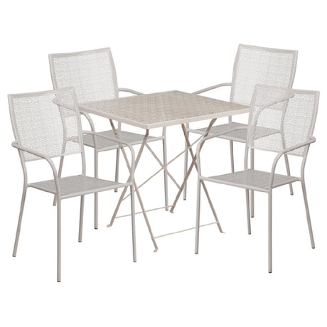 Flash Furniture CO-28SQF-02CHR4-SIL-GG Patio Table Set Includes (1) Folding Table: 28"W X 28"D X 28-1/4"H