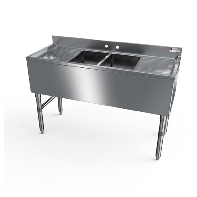 NBR Equipment UW-2-101410-48LR Slim-Line Underbar Sink Unit Two-compartment 48"W X 18-1/4"D X 32-1/2"H Overall Size