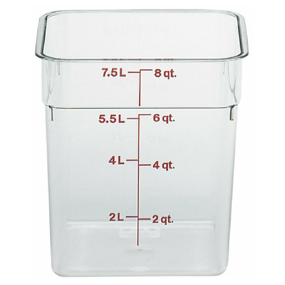 Cambro 8SFSCW135 CamSquare® Food Container 8 Qt. 8-3/8"L X 8-3/8"W X 9-1/8"H