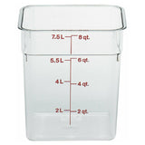 Cambro 8SFSCW135 CamSquare® Food Container 8 Qt. 8-3/8"L X 8-3/8"W X 9-1/8"H