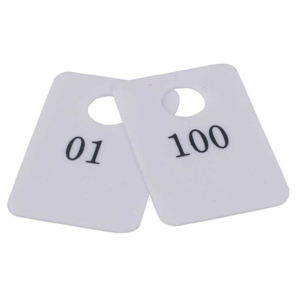 Stanton Trading 5PCR-1-100 - Coat Room Checks, Plastic, With Hanger Hold And "Not Responsible" Disclaimer (set Is Numbered 1-100 & Includes 1 Of Each Number)