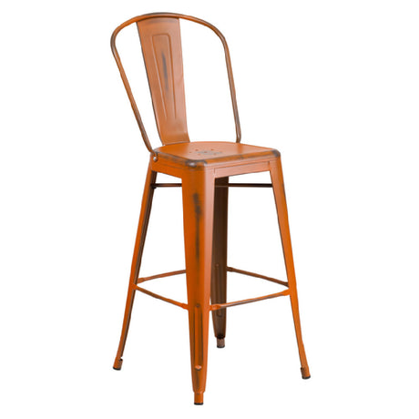 Flash Furniture ET-3534-30-OR-GG Bar Stool 500 Lb. Weight Capacity Curved Back With Vertical Slat