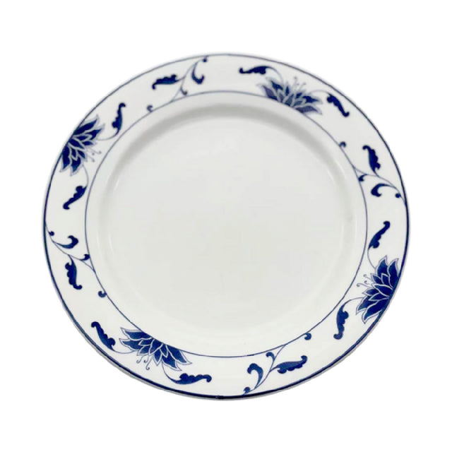 Cameo China 255-101 Blue Lotus Rim Plate 10-1/4" Dia. X 1"H (26 Cm X 2.5 Cm)
