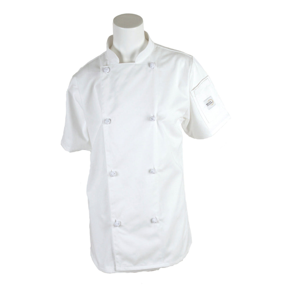 Mercer Culinary M61042WHL Genesis Women's Chef Jacket Short Sleeve (8) Cloth Knot Buttons