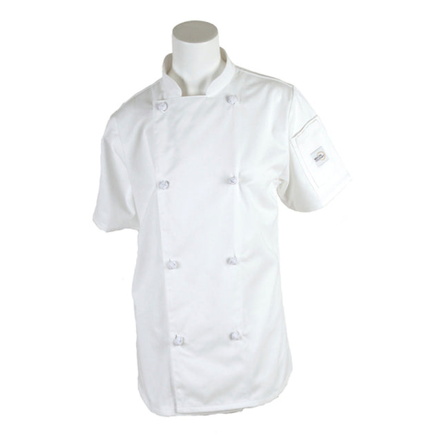 Mercer Culinary M61042WHXS Genesis Women's Chef Jacket Short Sleeve (8) Cloth Knot Buttons