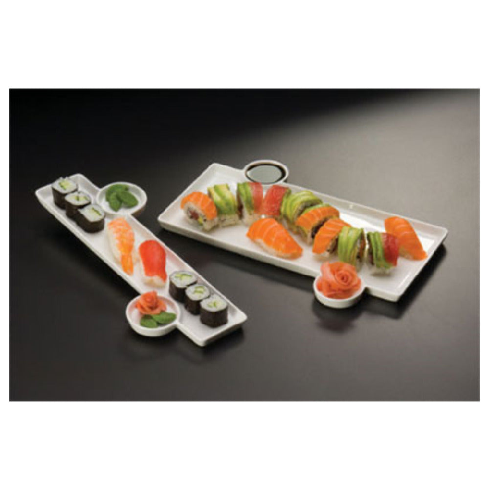 American Metalcraft PORS136 Sushi Plate 13"L X 6"W X 1/2"H With Built-in Sauce Cup