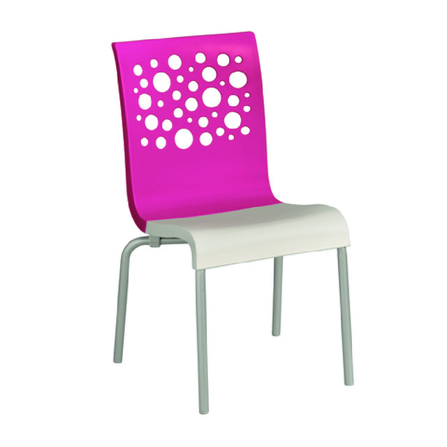 Grosfillex US835725 - Tempo Stacking Side Chair, Resin Back With Circles Cutout, Resin Seat