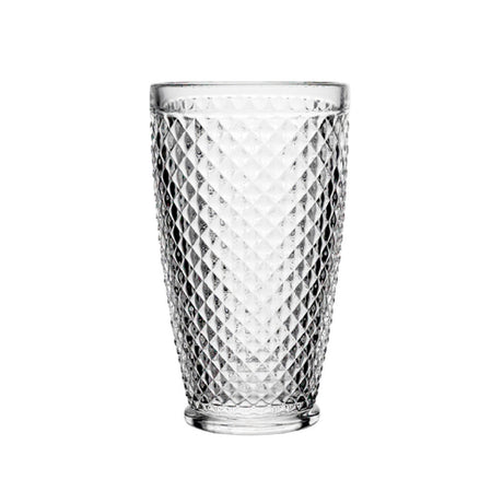 Steelite 6446BW009 Highball Glass 11.5 Oz. (H 5" M 3" T 3" B 2-1/4") Faceted Embossment