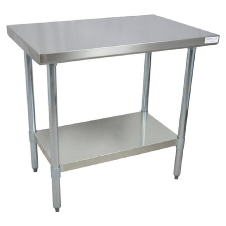 BK Resources QVT-6030 Work Table 60"W X 30"D X 34-3/4" H 14/304 Stainless Steel Top Reinforced With (2) 2" Rectangular Steel Tubing