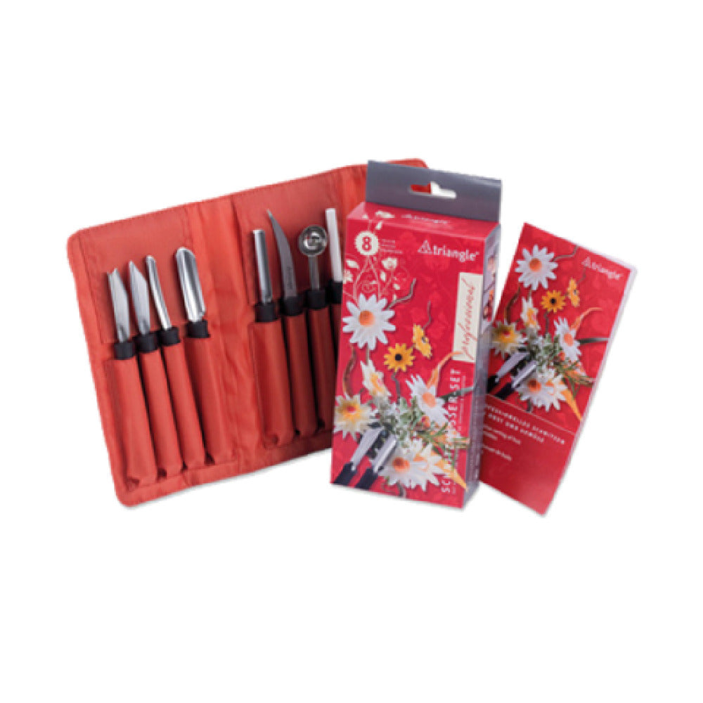 Louis Tellier 908180802 Triangle® Professional Carving Tool Set (8) Pieces Stainless Steel With Non-slip Grip