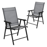 Flash Furniture 2-TLH-SC-044-B-GG Folding Chair 352 Lb. Weight Capacity Breathable Textilene Fabric