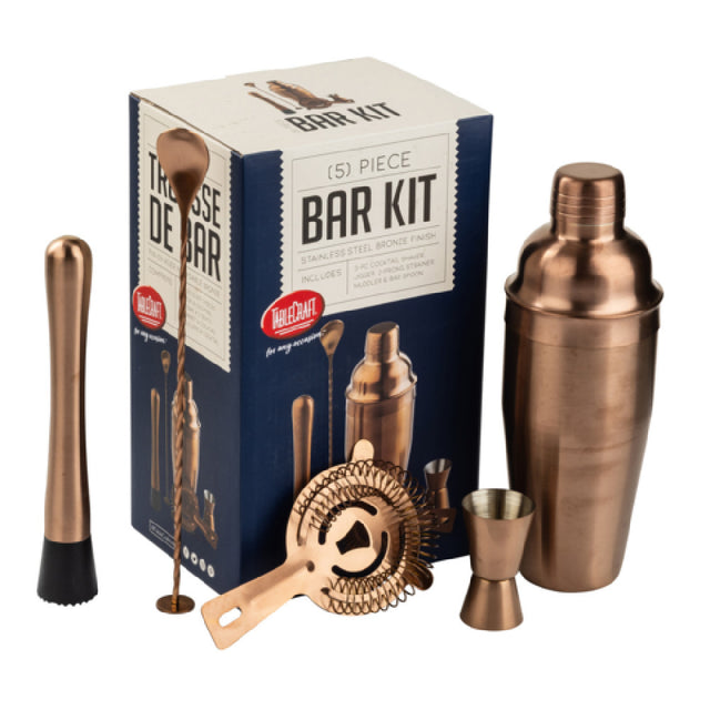 Tablecraft 12268 Bar Kit 6.25" X 5" X 10.25" Includes: (1) 24 Oz. 3-piece Cocktail Shaker