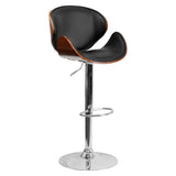 Flash Furniture SD-2203-WAL-GG Bentwood Swivel Bar Stool Adjustable Height Contemporary Style