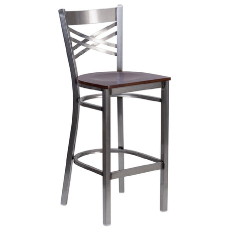 Flash Furniture XU-6F8B-CLR-BAR-WALW-GG Hercules Series Restaurant Bar Stool Metal X Back