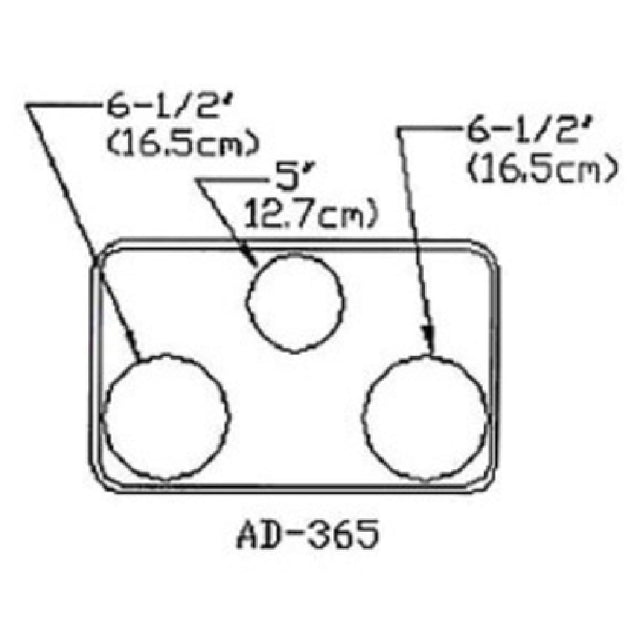 Atlas Metal AD-365 Adapter Plate With (1) 5" & (2) 6-1/2" Inset Holes Full Perimeter Beaded Edge