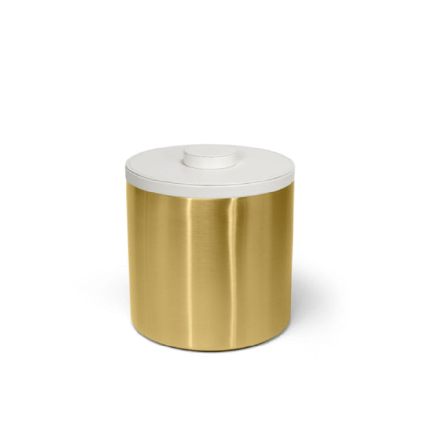 FOH RIB049GOS21 3qt Round Stainless Ice Bucket Matte Brass With London White Lid