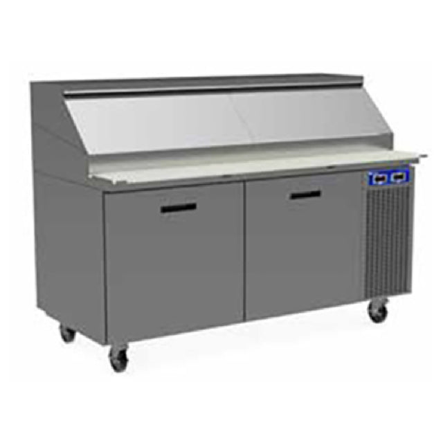 Randell 8395W-290 Refrigerated Raised Rail Prep Table Three-section 95" W