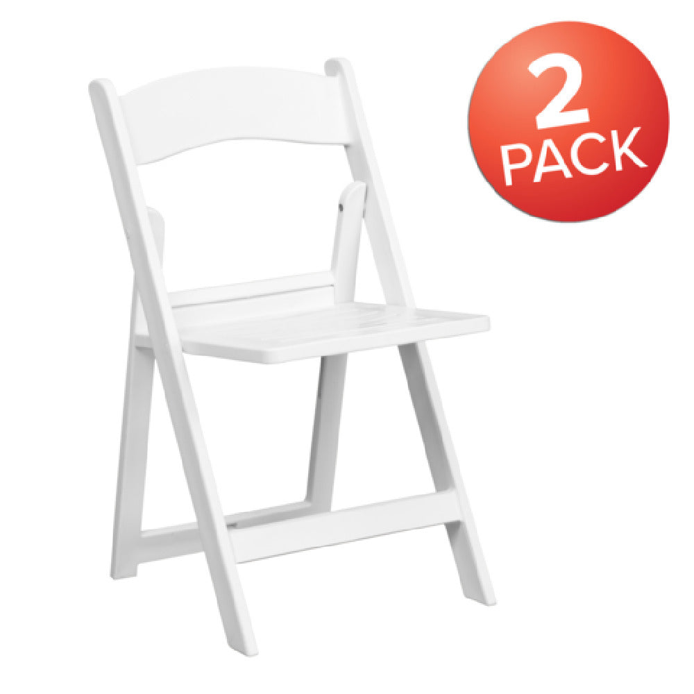 Flash Furniture 2-LE-L-1-WH-SLAT-GG Hercules Series Folding Chair 1000 Lb. Weight Capacity