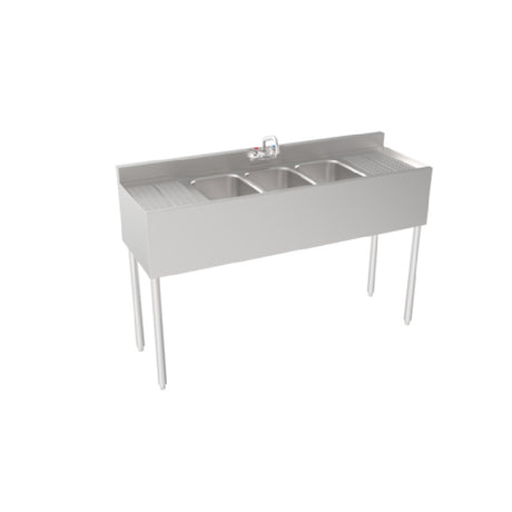 Krowne 18-53C Silver Series Three Compartment Sink With Left And Right Drainboards