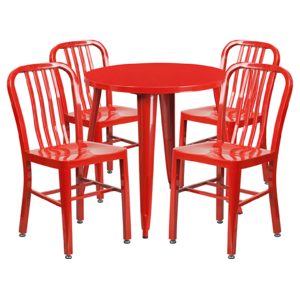 Flash Furniture CH-51090TH-4-18VRT-RED-GG Table And Chair Set Includes (1) 30" Dia. X 29-1/2"H Table